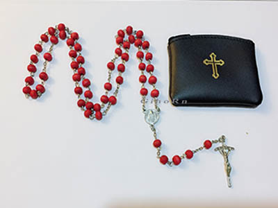 Rose Red Wood Rosary 350102